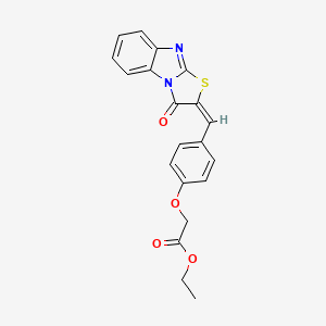 molecular formula C20H16N2O4S B11537351 ethyl {4-[(E)-(3-oxo[1,3]thiazolo[3,2-a]benzimidazol-2(3H)-ylidene)methyl]phenoxy}acetate 