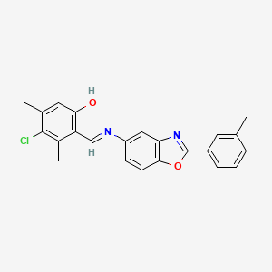 molecular formula C23H19ClN2O2 B11537462 4-chloro-3,5-dimethyl-2-[(E)-{[2-(3-methylphenyl)-1,3-benzoxazol-5-yl]imino}methyl]phenol 