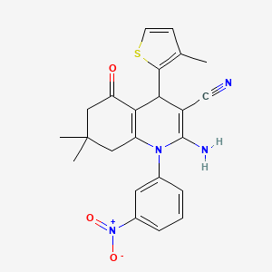 molecular formula C23H22N4O3S B11537969 2-Amino-7,7-dimethyl-4-(3-methylthiophen-2-yl)-1-(3-nitrophenyl)-5-oxo-1,4,5,6,7,8-hexahydroquinoline-3-carbonitrile CAS No. 339336-51-5