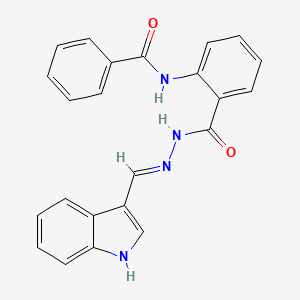 molecular formula C23H18N4O2 B11538046 N-(2-{[(2E)-2-(1H-indol-3-ylmethylidene)hydrazinyl]carbonyl}phenyl)benzamide 