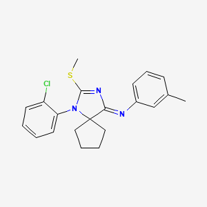 molecular formula C21H22ClN3S B11538218 N-[(4Z)-1-(2-chlorophenyl)-2-(methylsulfanyl)-1,3-diazaspiro[4.4]non-2-en-4-ylidene]-3-methylaniline 