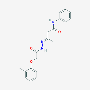 molecular formula C19H21N3O3 B11538266 (3E)-3-{[(2-methylphenoxy)acetyl]hydrazono}-N-phenylbutanamide 