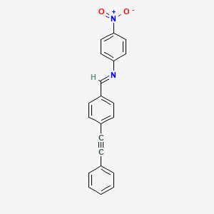 molecular formula C21H14N2O2 B11538552 4-nitro-N-{(E)-[4-(phenylethynyl)phenyl]methylidene}aniline 