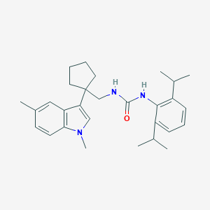 molecular formula C29H39N3O B115386 Urea, N-(2,6-bis(1-methylethyl)phenyl)-N'-((1-(1,5-dimethyl-1H-indol-3-yl)cyclopentyl)methyl)- CAS No. 145131-24-4
