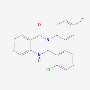 molecular formula C20H14ClFN2O B11538874 2-(2-chlorophenyl)-3-(4-fluorophenyl)-2,3-dihydroquinazolin-4(1H)-one 