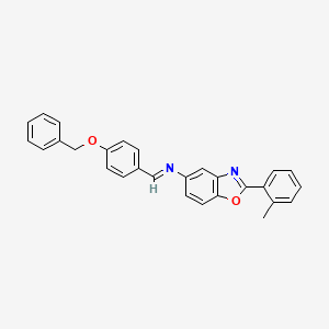 molecular formula C28H22N2O2 B11539013 N-{(E)-[4-(benzyloxy)phenyl]methylidene}-2-(2-methylphenyl)-1,3-benzoxazol-5-amine 