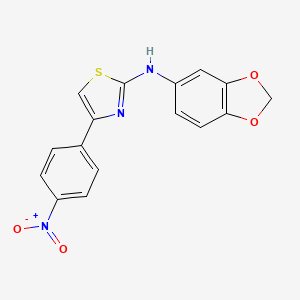 molecular formula C16H11N3O4S B11539014 N-(1,3-benzodioxol-5-yl)-4-(4-nitrophenyl)-1,3-thiazol-2-amine 