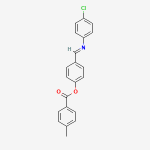 molecular formula C21H16ClNO2 B11539028 4-[(E)-[(4-Chlorophenyl)imino]methyl]phenyl 4-methylbenzoate 