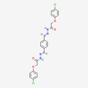 molecular formula C24H20Cl2N4O4 B11539082 N',N''-[benzene-1,4-diyldi(E)methylylidene]bis[2-(4-chlorophenoxy)acetohydrazide] 