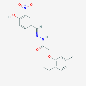 molecular formula C19H21N3O5 B11539184 N'-[(E)-(4-hydroxy-3-nitrophenyl)methylidene]-2-[5-methyl-2-(propan-2-yl)phenoxy]acetohydrazide 
