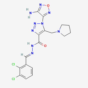 molecular formula C17H17Cl2N9O2 B11539210 1-(4-amino-1,2,5-oxadiazol-3-yl)-N'-[(E)-(2,3-dichlorophenyl)methylidene]-5-(pyrrolidin-1-ylmethyl)-1H-1,2,3-triazole-4-carbohydrazide 