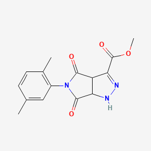 molecular formula C15H15N3O4 B11539225 Methyl 5-(2,5-dimethylphenyl)-4,6-dioxo-1,3a,4,5,6,6a-hexahydropyrrolo[3,4-c]pyrazole-3-carboxylate 