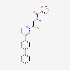molecular formula C22H21N3O3 B11539267 N-(2-{(2E)-2-[1-(biphenyl-4-yl)propylidene]hydrazinyl}-2-oxoethyl)furan-2-carboxamide (non-preferred name) 