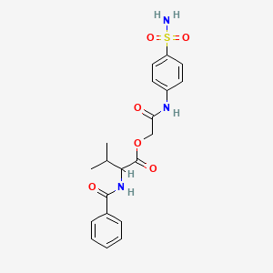 molecular formula C20H23N3O6S B11539292 2-oxo-2-[(4-sulfamoylphenyl)amino]ethyl N-(phenylcarbonyl)valinate 