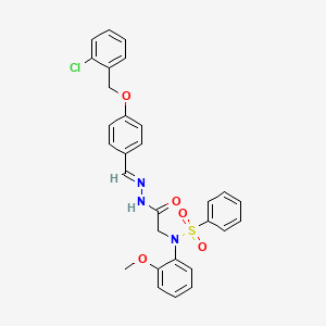 molecular formula C29H26ClN3O5S B11539499 N-({N'-[(E)-{4-[(2-Chlorophenyl)methoxy]phenyl}methylidene]hydrazinecarbonyl}methyl)-N-(2-methoxyphenyl)benzenesulfonamide 