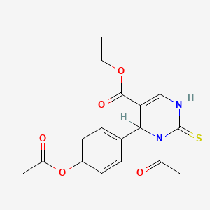 molecular formula C18H20N2O5S B11539512 Ethyl 3-acetyl-4-[4-(acetyloxy)phenyl]-6-methyl-2-thioxo-1,2,3,4-tetrahydro-5-pyrimidinecarboxylate 