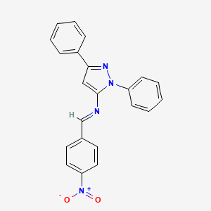 molecular formula C22H16N4O2 B11539627 N-[(E)-(4-nitrophenyl)methylidene]-1,3-diphenyl-1H-pyrazol-5-amine 
