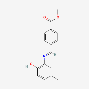 molecular formula C16H15NO3 B11539661 methyl 4-{(E)-[(2-hydroxy-5-methylphenyl)imino]methyl}benzoate 