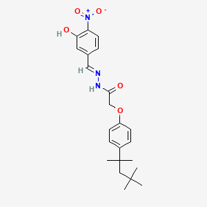 molecular formula C23H29N3O5 B11539697 N'-[(E)-(3-hydroxy-4-nitrophenyl)methylidene]-2-[4-(2,4,4-trimethylpentan-2-yl)phenoxy]acetohydrazide 