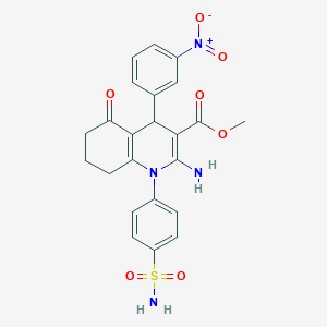 molecular formula C23H22N4O7S B11539733 Methyl 2-amino-4-(3-nitrophenyl)-5-oxo-1-(4-sulfamoylphenyl)-1,4,5,6,7,8-hexahydroquinoline-3-carboxylate 