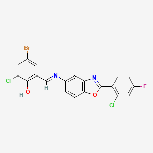 molecular formula C20H10BrCl2FN2O2 B11539786 4-bromo-2-chloro-6-[(E)-{[2-(2-chloro-4-fluorophenyl)-1,3-benzoxazol-5-yl]imino}methyl]phenol 