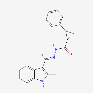 molecular formula C20H19N3O B11540012 N'-[(E)-(2-methyl-1H-indol-3-yl)methylidene]-2-phenylcyclopropanecarbohydrazide 