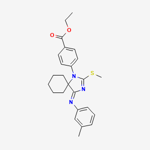 molecular formula C25H29N3O2S B11540160 ethyl 4-[(4Z)-4-[(3-methylphenyl)imino]-2-(methylsulfanyl)-1,3-diazaspiro[4.5]dec-2-en-1-yl]benzoate 