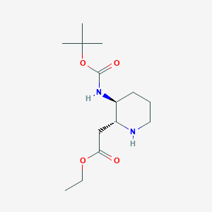 molecular formula C14H26N2O4 B115402 Ethyl (2R, 3S)-3-Boc-amino-2-piperidineacetate CAS No. 150618-13-6