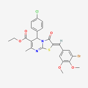 molecular formula C25H22BrClN2O5S B11540306 ethyl (2Z)-2-(3-bromo-4,5-dimethoxybenzylidene)-5-(4-chlorophenyl)-7-methyl-3-oxo-2,3-dihydro-5H-[1,3]thiazolo[3,2-a]pyrimidine-6-carboxylate 