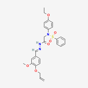 molecular formula C27H29N3O6S B11540398 N-(4-Ethoxyphenyl)-N-({N'-[(E)-[3-methoxy-4-(prop-2-EN-1-yloxy)phenyl]methylidene]hydrazinecarbonyl}methyl)benzenesulfonamide 
