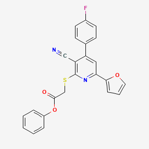 molecular formula C24H15FN2O3S B11540426 Phenyl {[3-cyano-4-(4-fluorophenyl)-6-(furan-2-yl)pyridin-2-yl]sulfanyl}acetate 