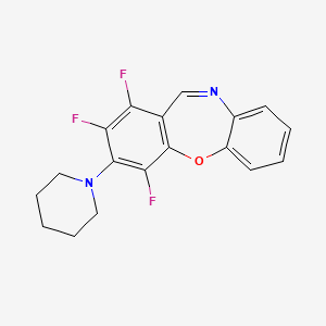 molecular formula C18H15F3N2O B11540512 1,2,4-Trifluoro-3-piperidinodibenzo[b,f][1,4]oxazepine 