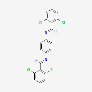 molecular formula C20H12Cl4N2 B11540530 N,N'-bis[(E)-(2,6-dichlorophenyl)methylidene]benzene-1,4-diamine 