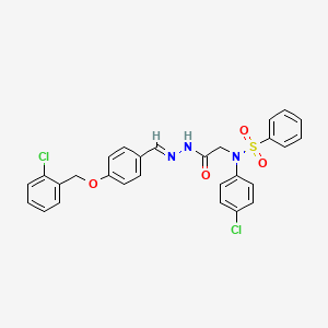 molecular formula C28H23Cl2N3O4S B11540548 N-(4-Chlorophenyl)-N-({N'-[(E)-{4-[(2-chlorophenyl)methoxy]phenyl}methylidene]hydrazinecarbonyl}methyl)benzenesulfonamide 