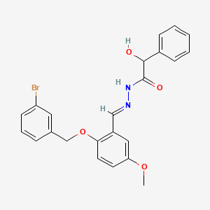 molecular formula C23H21BrN2O4 B11540621 N'-[(E)-{2-[(3-bromobenzyl)oxy]-5-methoxyphenyl}methylidene]-2-hydroxy-2-phenylacetohydrazide 
