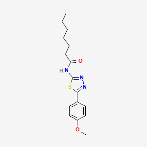 molecular formula C16H21N3O2S B11540769 N-[5-(4-methoxyphenyl)-1,3,4-thiadiazol-2-yl]heptanamide 