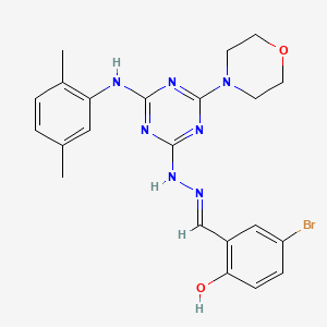 molecular formula C22H24BrN7O2 B11540780 Benzaldehyde, 5-bromo-2-hydroxy-, [4-[(2,5-dimethylphenyl)amino]-6-(4-morpholinyl)-1,3,5-triazin-2-yl]hydrazone 