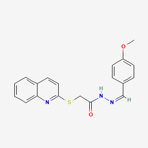molecular formula C19H17N3O2S B11540800 N'-[(Z)-(4-methoxyphenyl)methylidene]-2-(quinolin-2-ylsulfanyl)acetohydrazide 