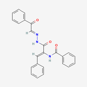 molecular formula C24H19N3O3 B11540833 N-{(1Z)-3-oxo-3-[(2E)-2-(2-oxo-2-phenylethylidene)hydrazinyl]-1-phenylprop-1-en-2-yl}benzamide 