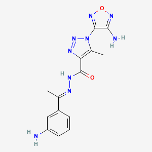 molecular formula C14H15N9O2 B11540834 1-(4-amino-1,2,5-oxadiazol-3-yl)-N'-[(1E)-1-(3-aminophenyl)ethylidene]-5-methyl-1H-1,2,3-triazole-4-carbohydrazide 