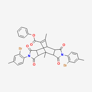 molecular formula C35H28Br2N2O6 B11540906 Phenyl 2,6-bis(2-bromo-4-methylphenyl)-8,10-dimethyl-1,3,5,7-tetraoxododecahydro-4,8-ethenopyrrolo[3,4-f]isoindole-9-carboxylate 