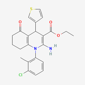 molecular formula C23H23ClN2O3S B11540914 Ethyl 2-amino-1-(3-chloro-2-methylphenyl)-5-oxo-4-(3-thienyl)-1,4,5,6,7,8-hexahydro-3-quinolinecarboxylate 
