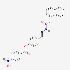 molecular formula C26H19N3O5 B11540927 4-[(E)-{[2-(Naphthalen-1-YL)acetamido]imino}methyl]phenyl 4-nitrobenzoate 