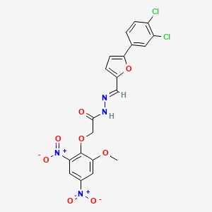molecular formula C20H14Cl2N4O8 B11540936 N'-[(E)-[5-(3,4-Dichlorophenyl)furan-2-YL]methylidene]-2-(2-methoxy-4,6-dinitrophenoxy)acetohydrazide 