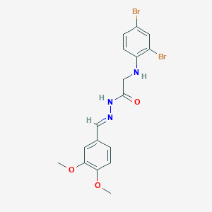 molecular formula C17H17Br2N3O3 B11540945 2-[(2,4-Dibromophenyl)amino]-N'-[(E)-(3,4-dimethoxyphenyl)methylidene]acetohydrazide 