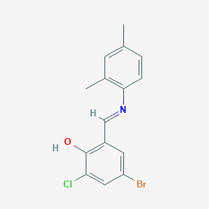 molecular formula C15H13BrClNO B11540959 4-Bromo-2-chloro-6-[(E)-[(2,4-dimethylphenyl)imino]methyl]phenol 