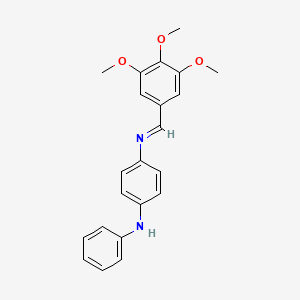 molecular formula C22H22N2O3 B11540963 N-phenyl-N'-[(E)-(3,4,5-trimethoxyphenyl)methylidene]benzene-1,4-diamine 