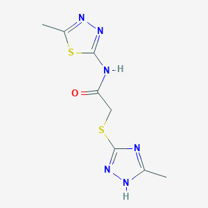 molecular formula C8H10N6OS2 B11541003 N-(5-methyl-1,3,4-thiadiazol-2-yl)-2-[(5-methyl-4H-1,2,4-triazol-3-yl)sulfanyl]acetamide 
