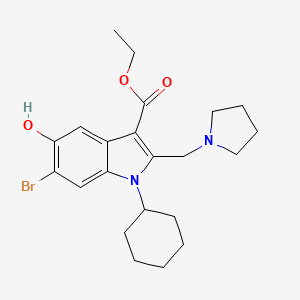 molecular formula C22H29BrN2O3 B11541011 ethyl 6-bromo-1-cyclohexyl-5-hydroxy-2-(pyrrolidin-1-ylmethyl)-1H-indole-3-carboxylate 