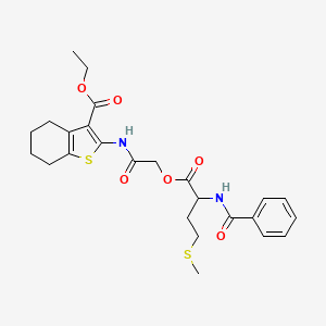 molecular formula C25H30N2O6S2 B11541044 ethyl 2-[({[N-(phenylcarbonyl)methionyl]oxy}acetyl)amino]-4,5,6,7-tetrahydro-1-benzothiophene-3-carboxylate 